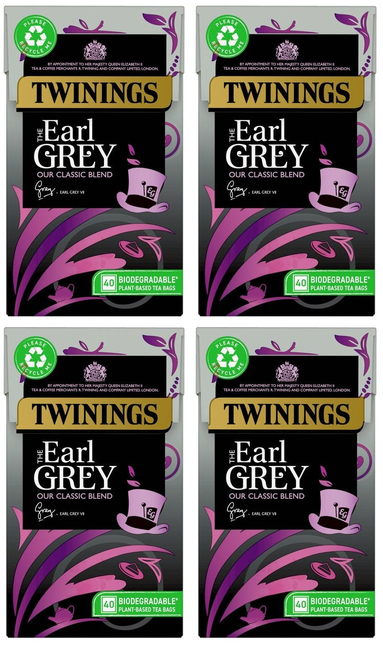 4 x Twinings The Earl Grey 40 Tea Bags 100G