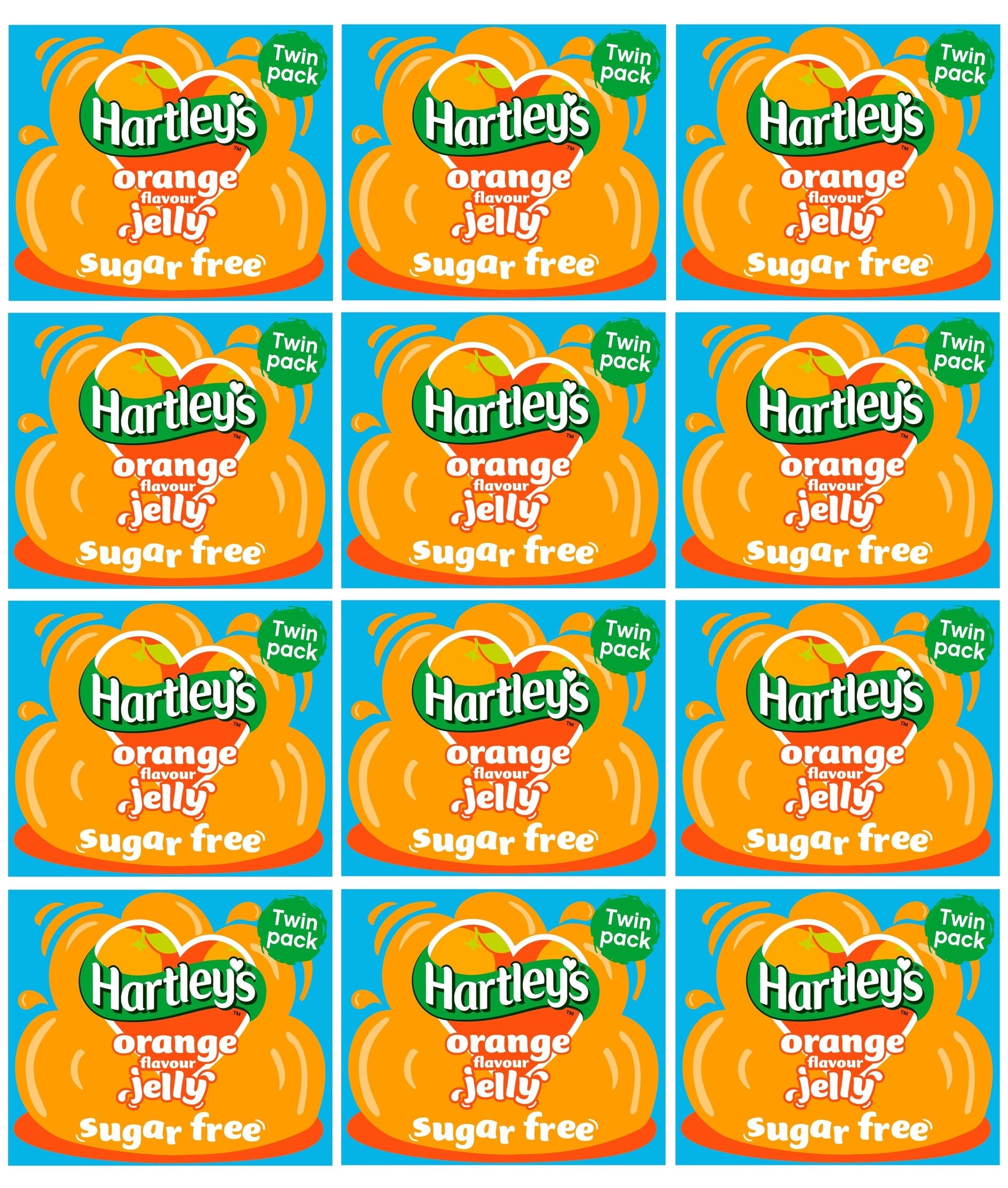 12 x Hartley's Orange Flavour Jelly Sugar Free Twin Pack 23G