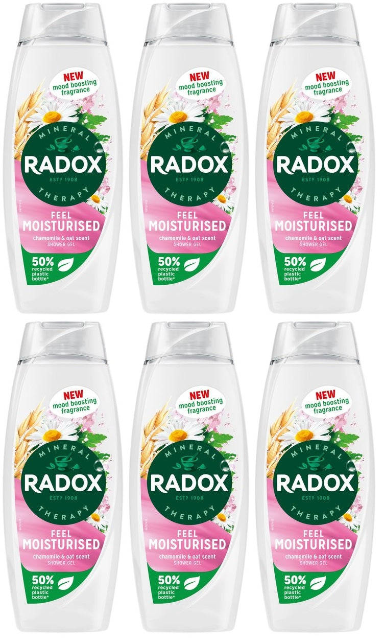 6 x Radox Mineral Therapy Body Wash Feel Moisturised 450 Ml