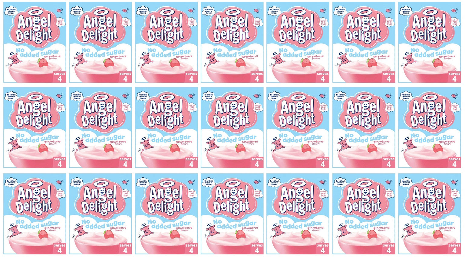 21 x Angel Delight Strawberry No Added Sugar Instant Dessert 47G