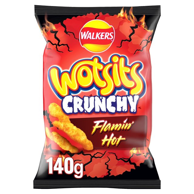 12 x Walkers Wotsits Crunchy Sweet & Spicy Snacks Crisps 140G