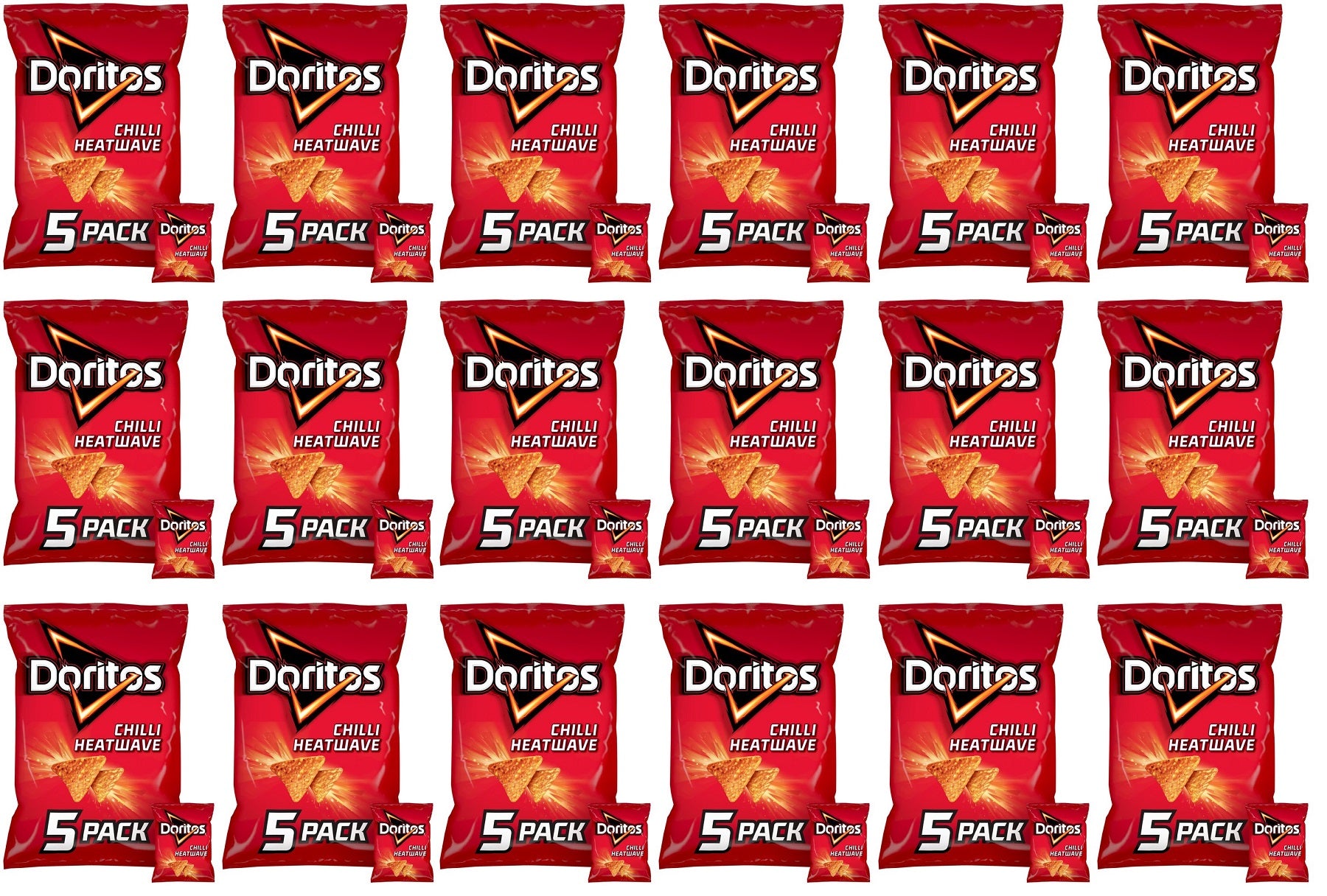 18 x Doritos Chilli Heatwave Multipack Tortilla Chips Crisps 5 X 30G