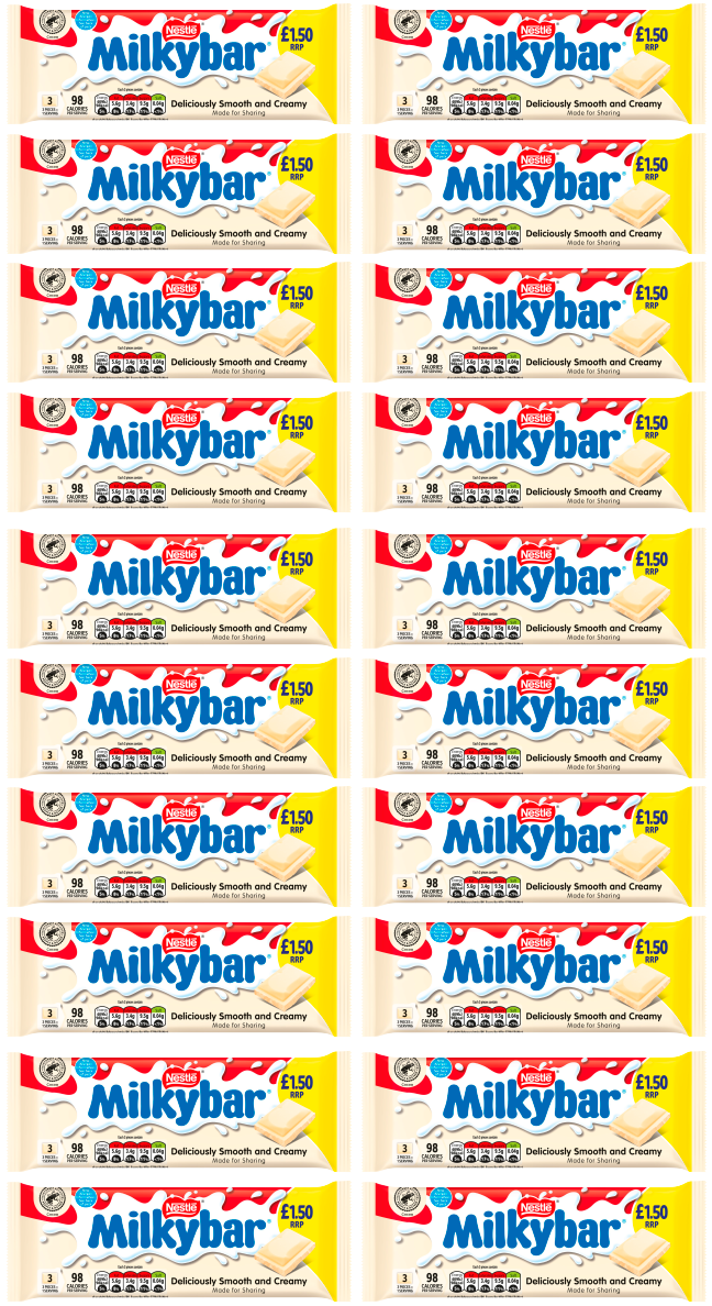 20 x Milkybar White Chocolate Sharing Bar - 90GM