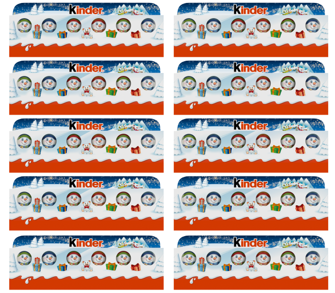 10 x Kinder 5 Pack Xmas Figures - 90GM