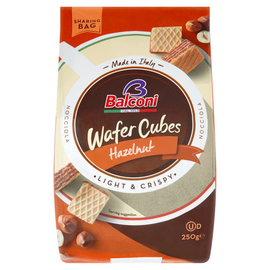 10 x Balconi Cubi Wafer Bag Hazelnut - 250GM