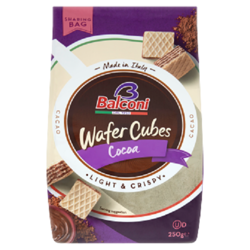 10 x Balconi Cubi Wafer Bag Cocoa  - 250GM