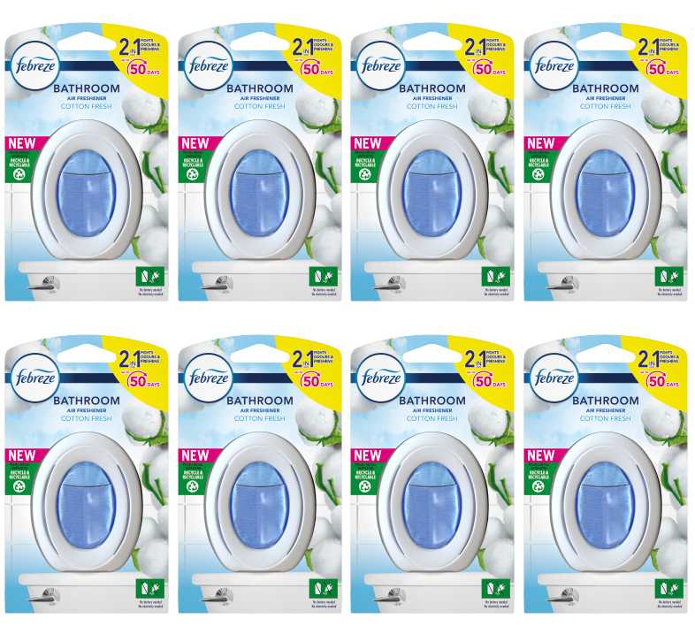 8 x Febreze Freshener Bathroom Cotton 7.5Ml