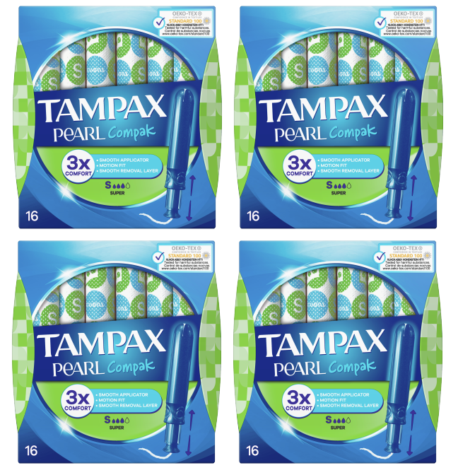 4 x Tampax Compak Pearl Super - 16 Pack