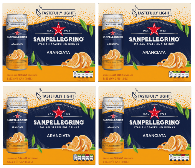 24 x San Pellegrino - Aranciata / Orange Can 330Ml (6 x 4 Packs)