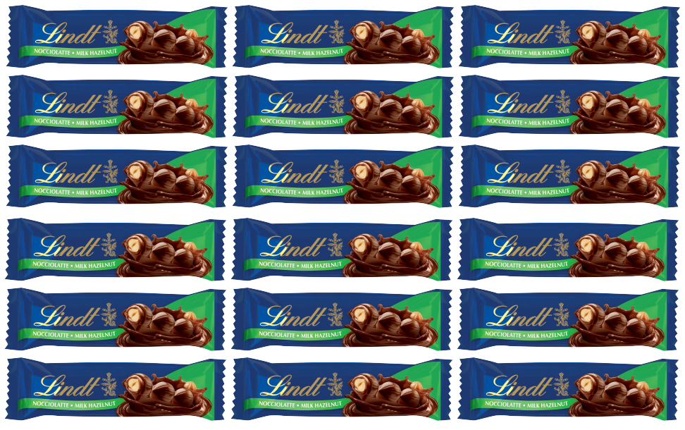 18 x Lindor Nocciolatte Milk Hazelnut Treat Bar 35Gm