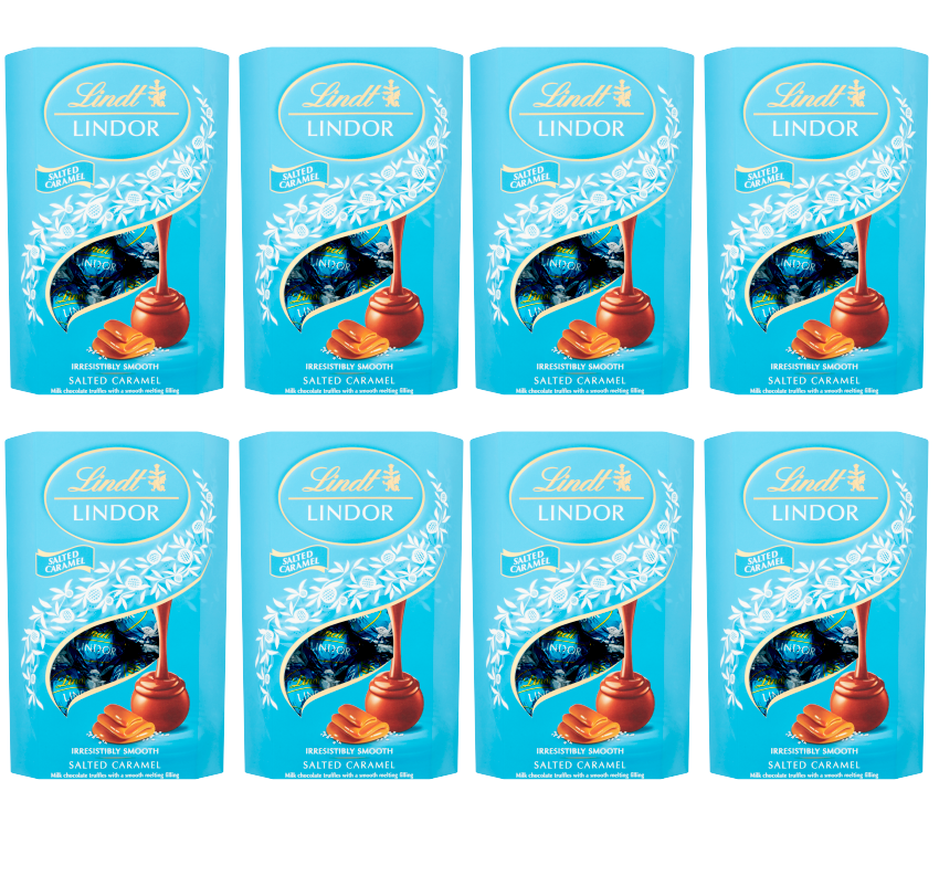 8 x Lindt Lindor Salted Caramel Truffles Box Cornet - 200Gm