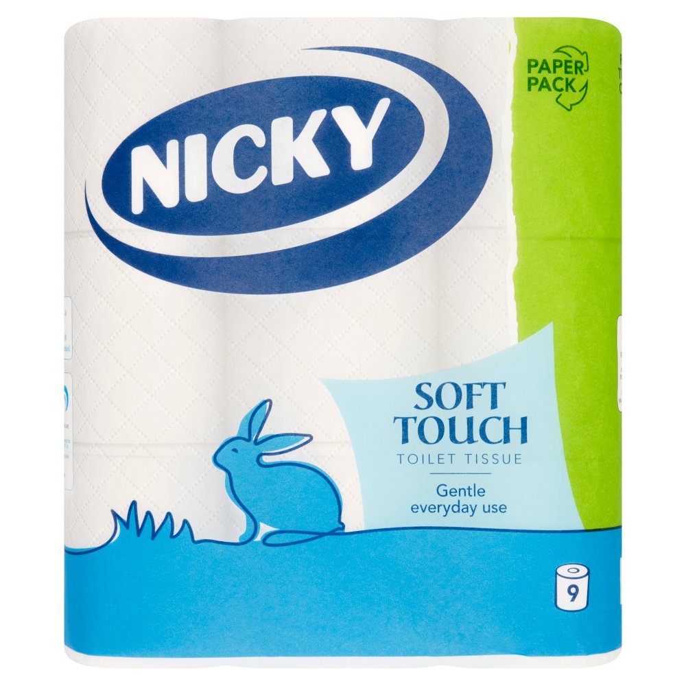 5 x Nicky Soft Touch Toilet Tissue 9 Rolls