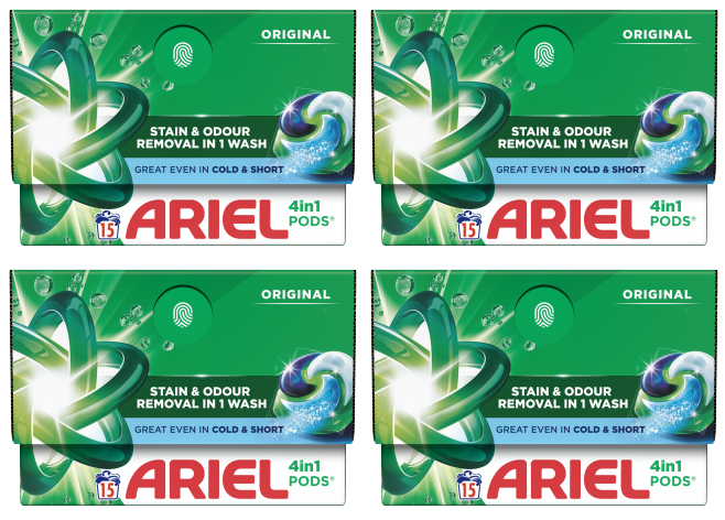 4 X Ariel 4 In 1 Pods - 15 Pack