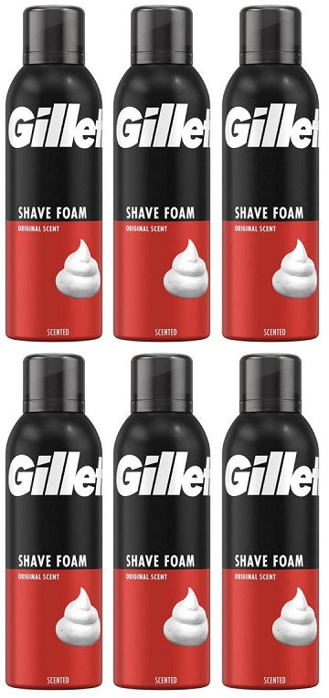 6 X Gillette Shave Foam Original - 250Ml