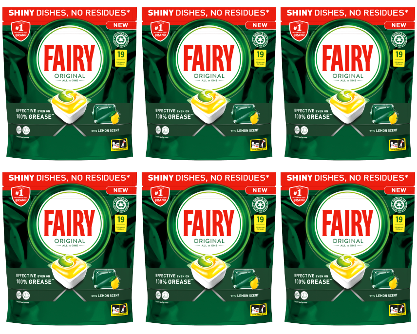 6 x Fairy Original Lemon Dishwash Tablet  - 19 PACK