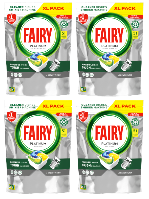 4 x Fairy Platinum Dishwash Tablet - 51 Pack