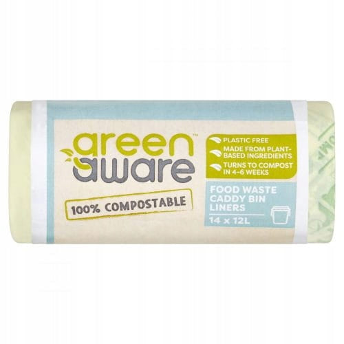 36 x Greenaware 100% Compostable Food Waste Caddy Bin Liners 14 X 12L