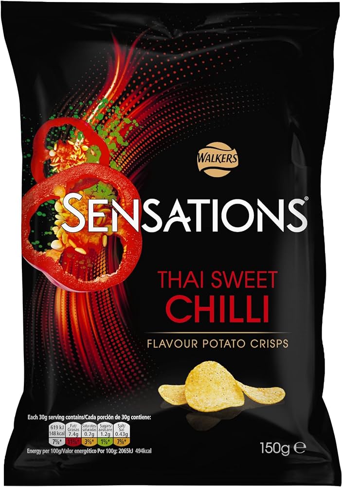 12 x Walkers Sensations Thai Sweet Chilli Sharing Crisps 150G