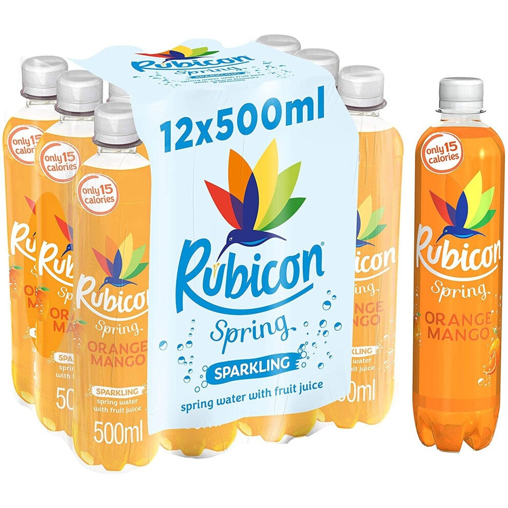 12 x Rubicon Spring Orange Mango Flavoured Sparkling Spring Water 500M