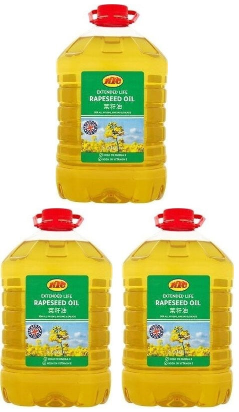 3 x Ktc Extended Life Rapeseed Oil 5 Litres