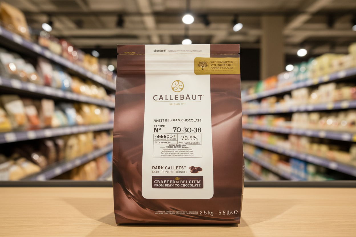 8 x Callebaut Finest Belgian Chocolate 70% Extra Bitter Callets 2.5Kg