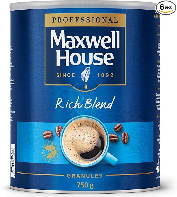 6 x Maxwell House Rich Instant Coffee Tin 750G