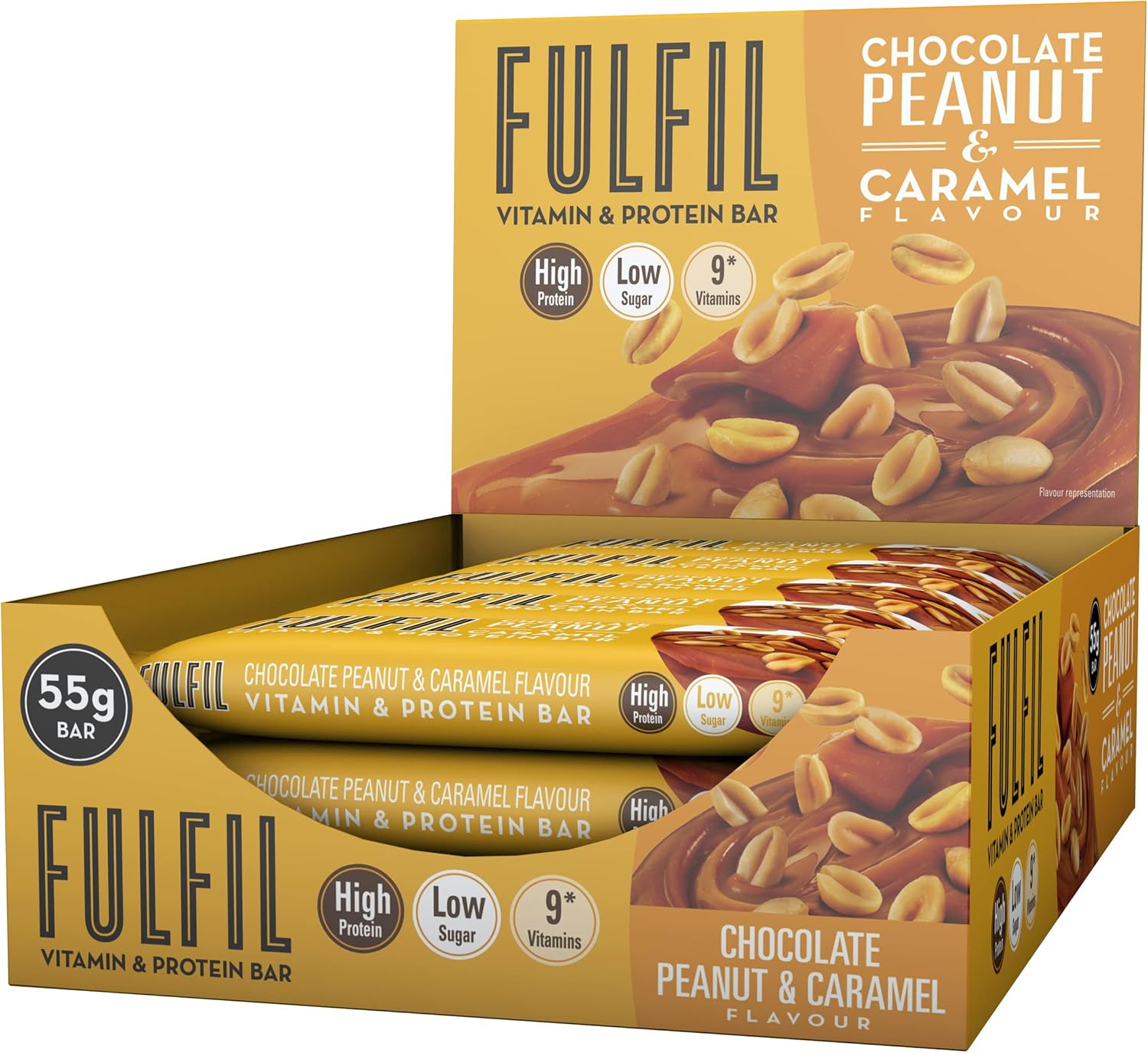 15 x Fulfil Peanut & Caramel Vitamin & Protein Bar 55G