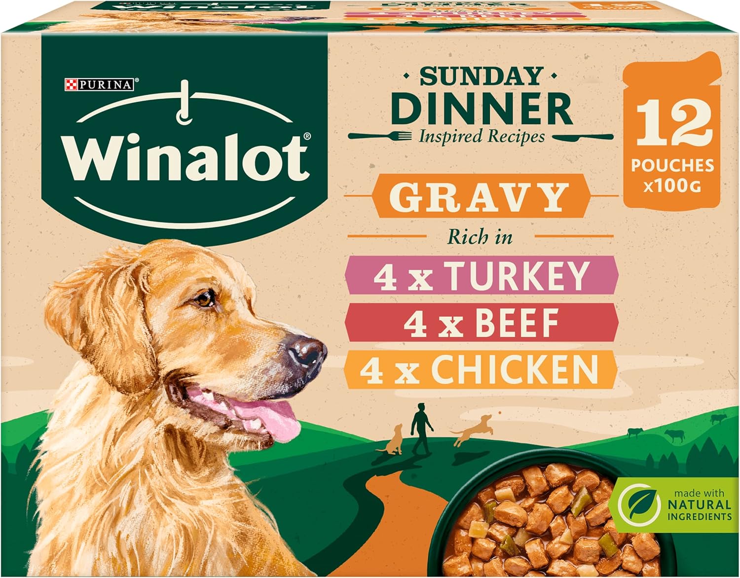 4 x Winalot Dog Sunday Dinner Selection - 12X100GM