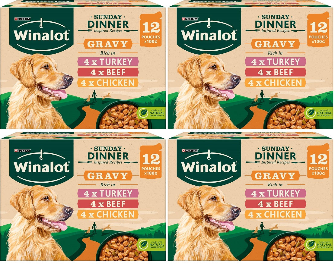 4 x Winalot Dog Sunday Dinner Selection - 12X100GM