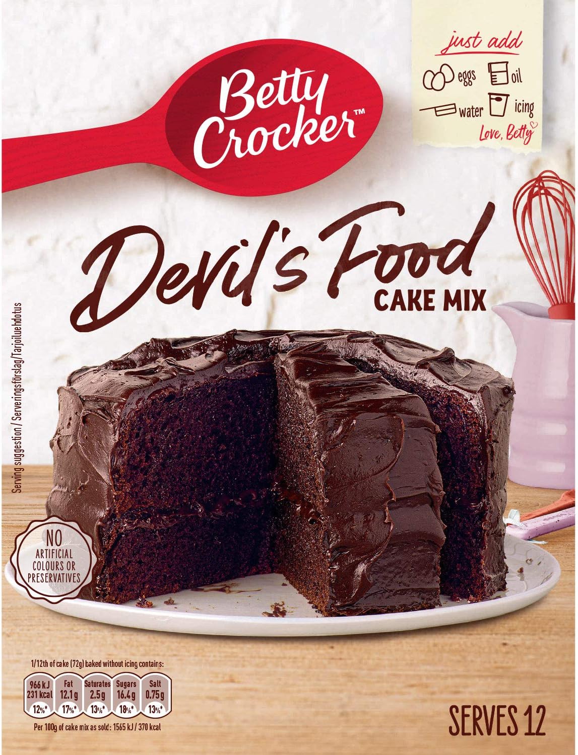 3 x Betty Crocker Devils Food Cake Mix 425G