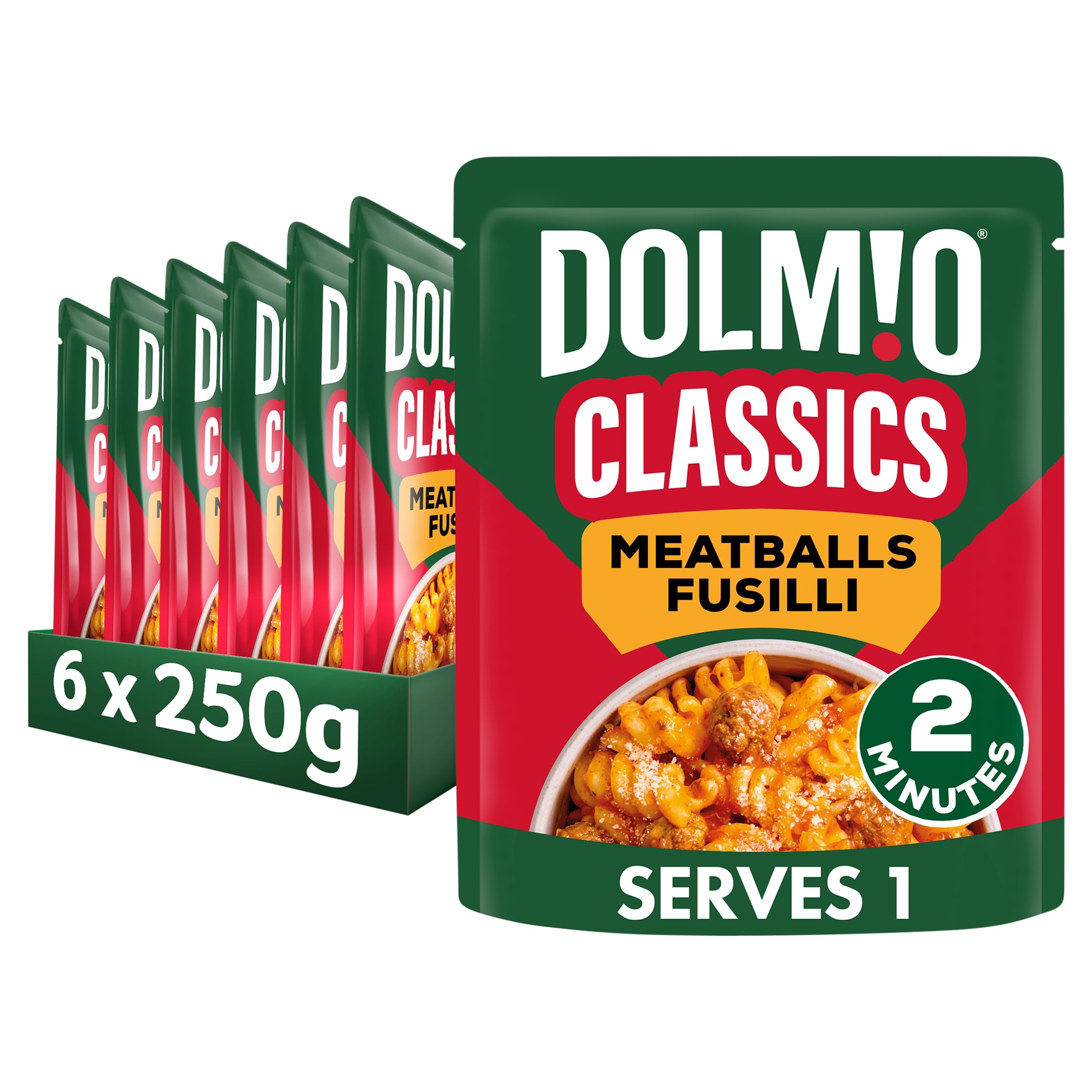 6 X Dolmio Classics Meatballs Fusilli Ready Meal - 250G