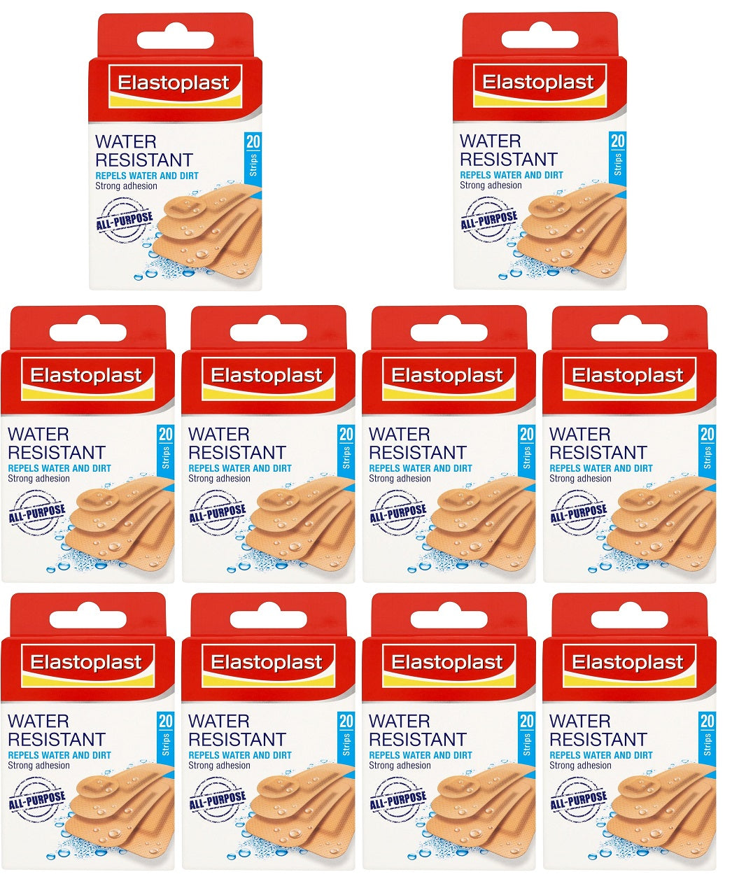 10 x Elastoplast Water Resistant 20 Plasters