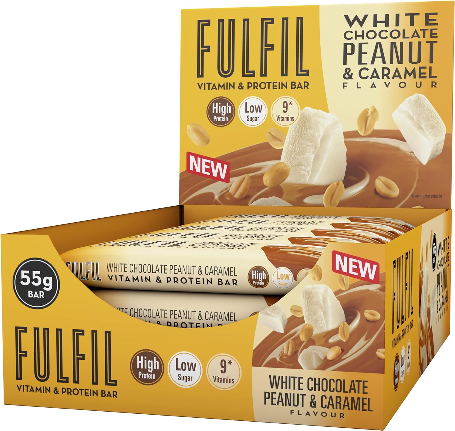 15 x Fulfil White Chocolate Peanut Caramel Vitamin & Protein Bar