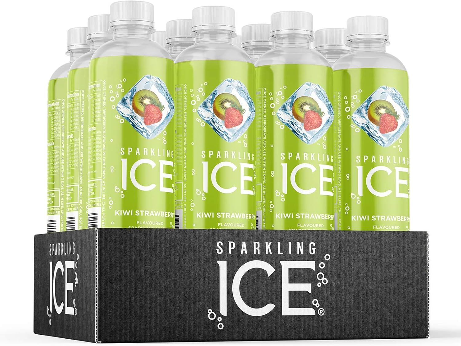 12 x Sparkling Ice Kiwi Strawberry Flavoured Sparkling Water 500Ml