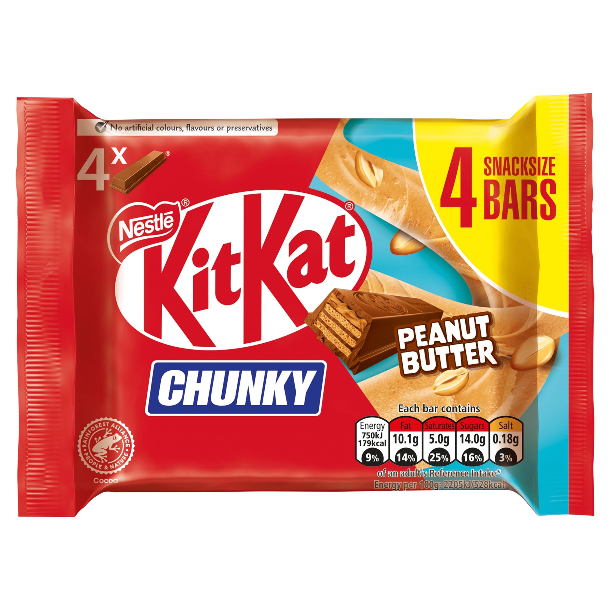 24 X Kitkat Chunky Peanut Butter 4Pk Multipack - 136Gm