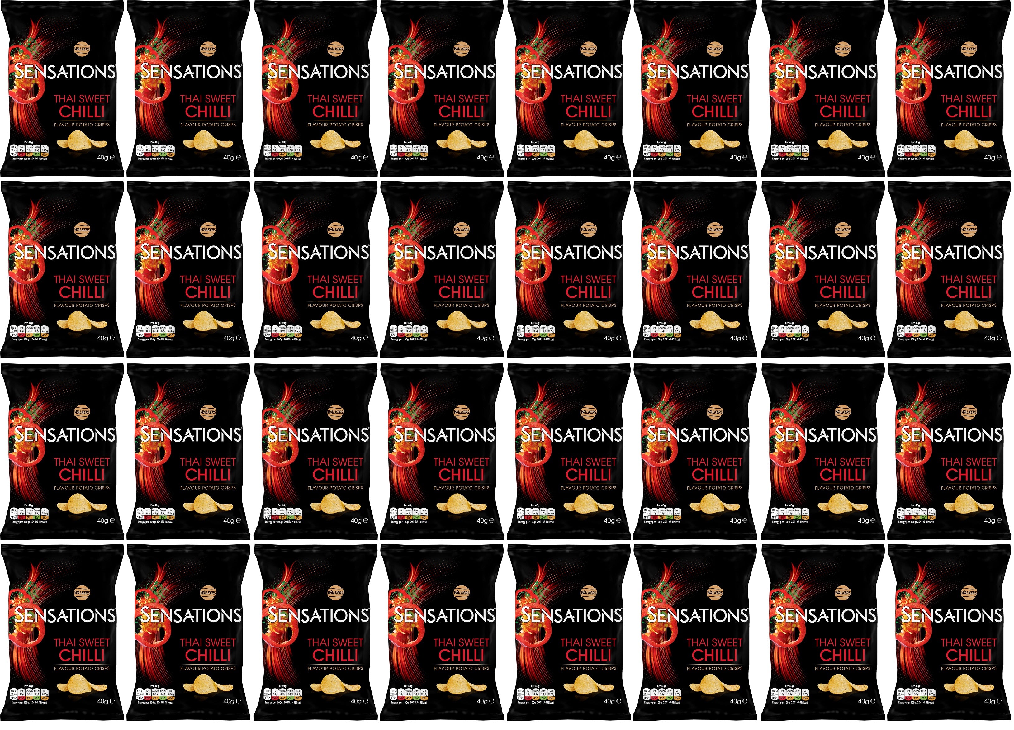 32 x Walkers Sensations Thai Sweet Chilli Grab Bag Crisps 40G