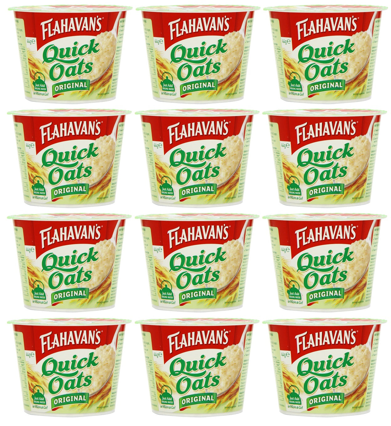 12 x Flahavan's Quick Oats Original 44G