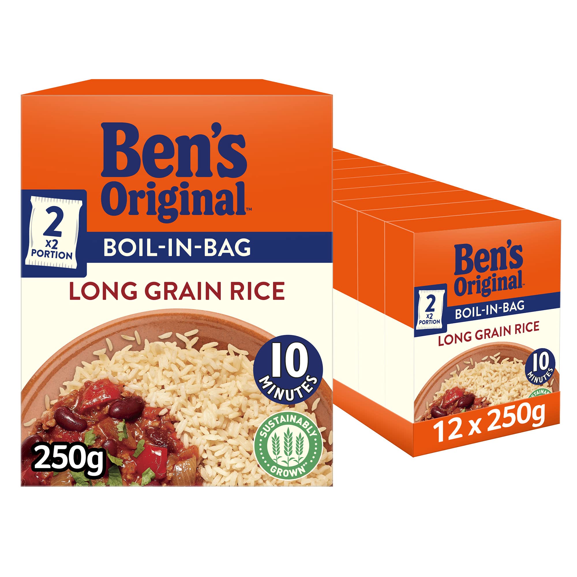 12 x Ben's Original Boil In Bag Long Grain Rice - 250G