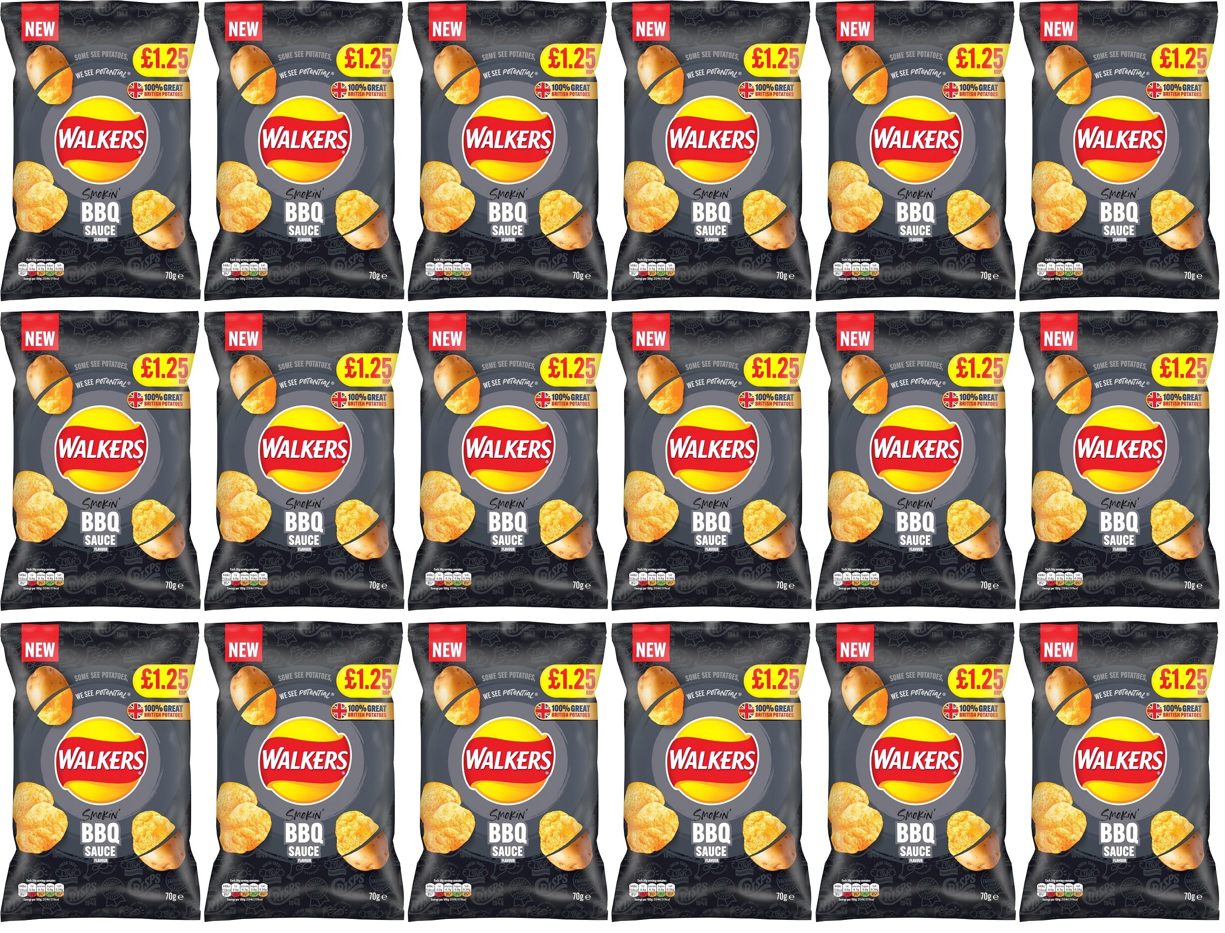 18 x Walkers Bbq Sauce - 70GM