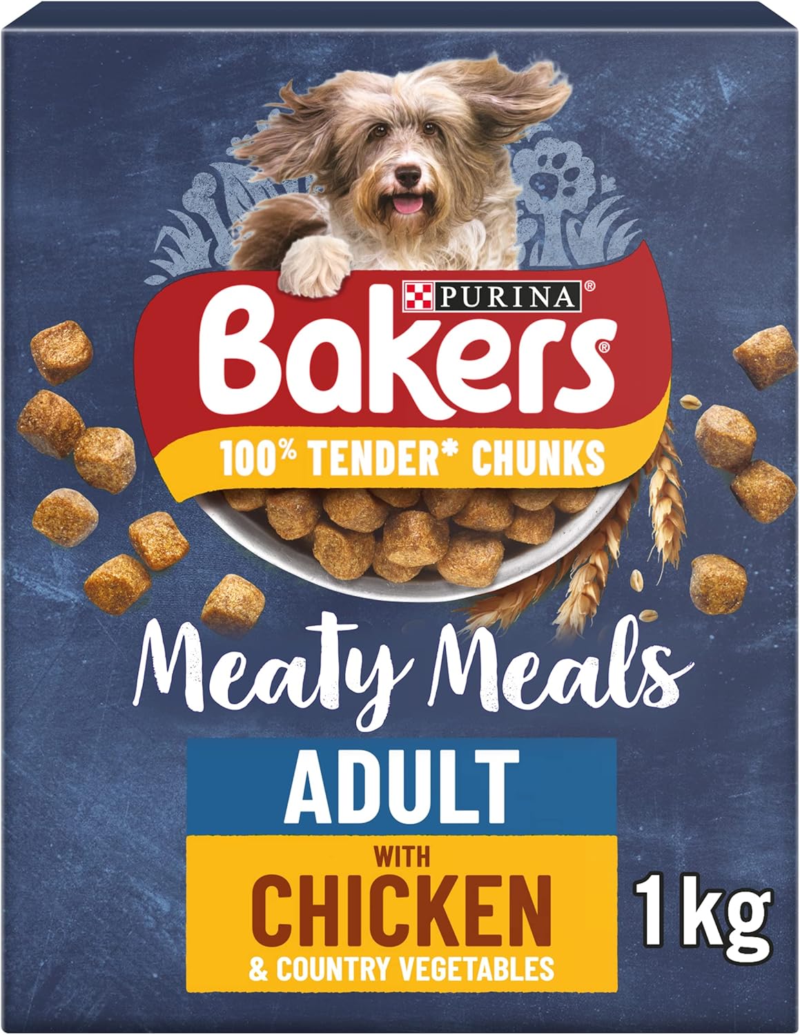 5 x Bakers Meaty Meals Adult Chicken Dry Dog Food 1Kg