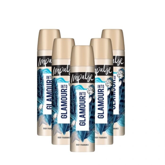 6 x Impulse  Body Spray Into Glamour 75 Ml