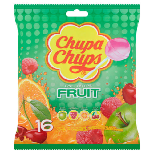 24 x Chupa Chups 16 Assorted Fruit Flavour Lollipops 192G