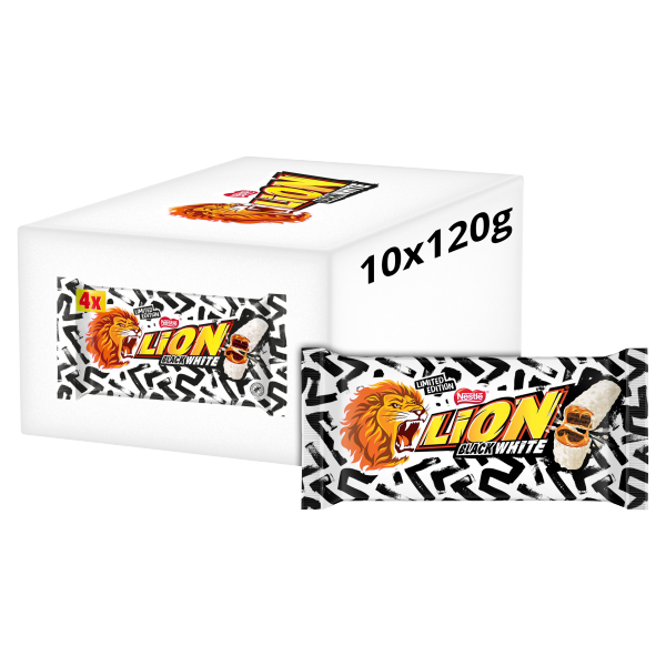 10 X Lion Black White 4Pk - 120Gm