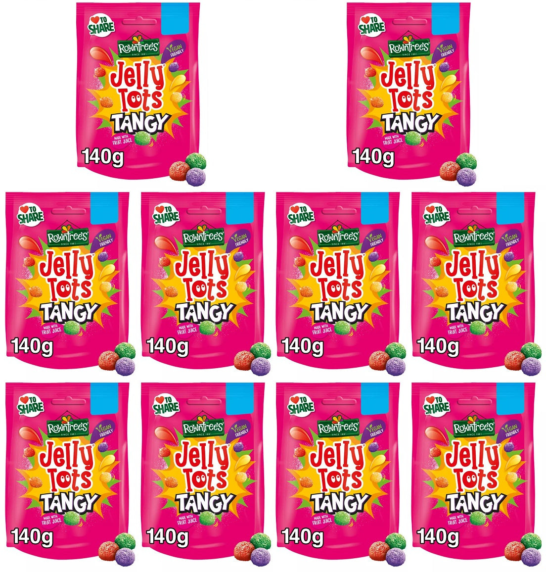10 x Rowntrees Jelly Toots Tangy 140G