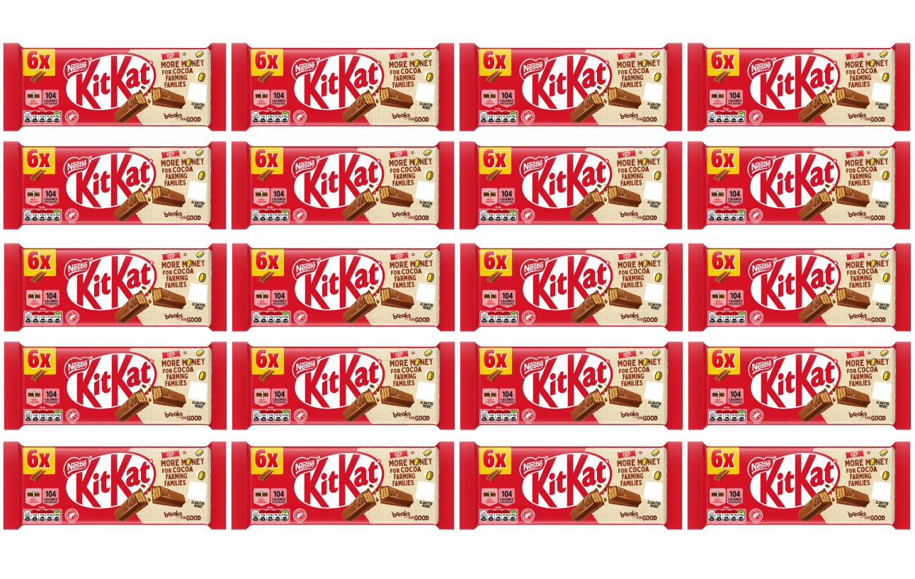 20 x Kitkat 2 Finger Milk 6pk - 124GM