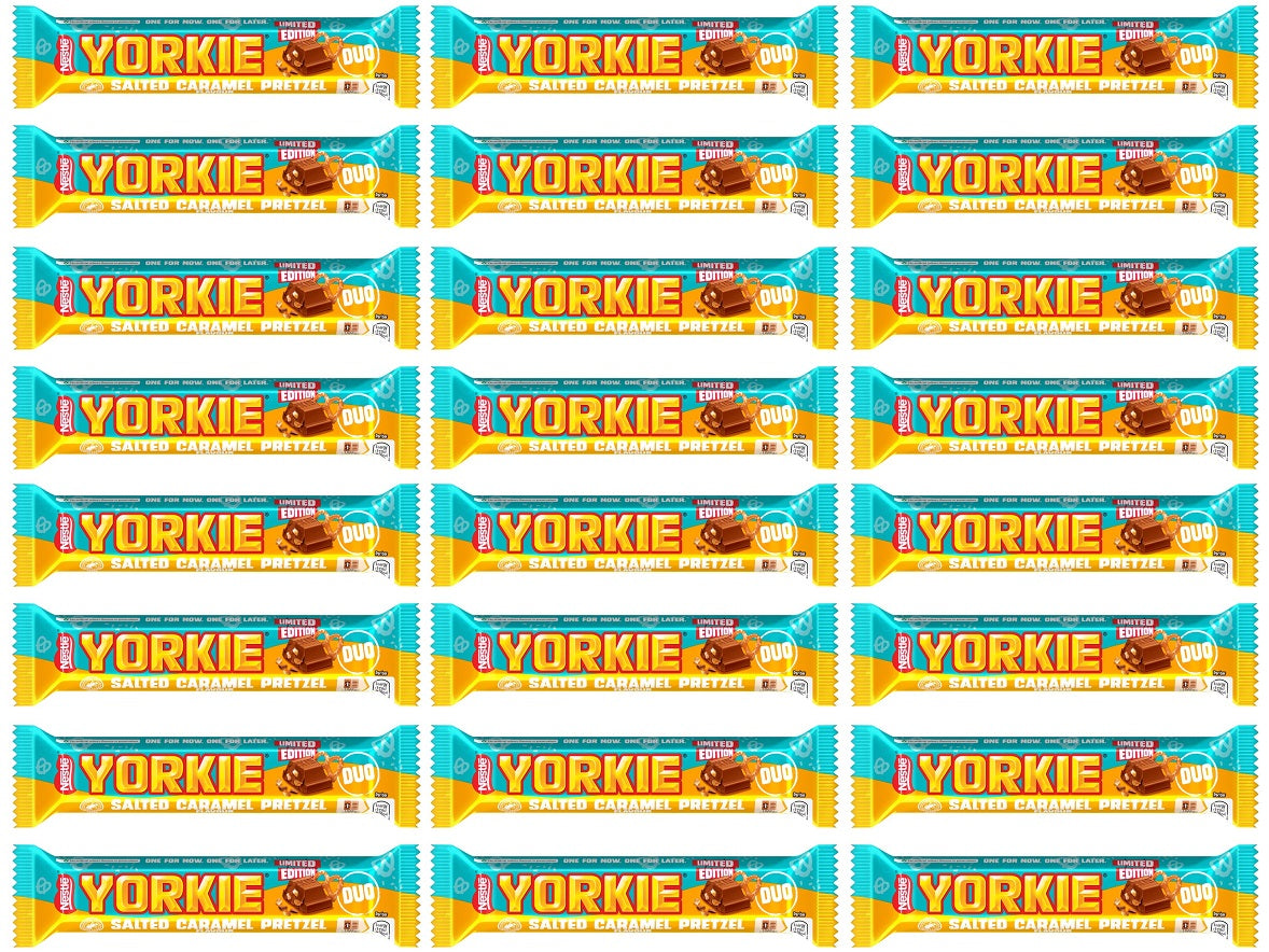 24 X Yorkie Salted Caramel Pretzel Chocolate Duo Bar - 66Gm