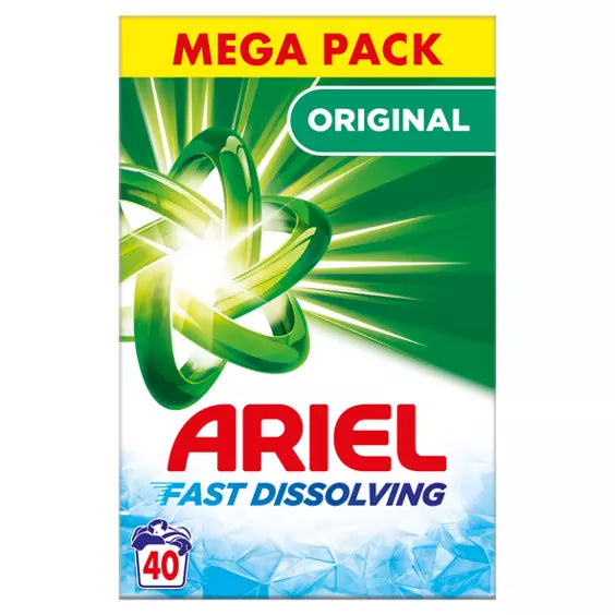 4 x Ariel Fast Dissolving Washing Powder 2.4Kg 40 Washes Original