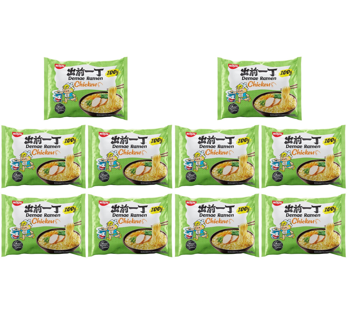 10 X Nissin Demae Ramen Chicken Noodles - 100G