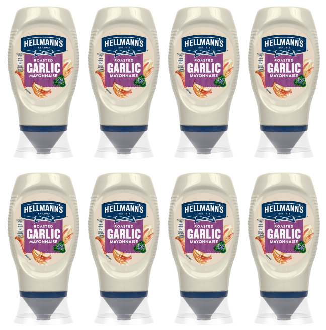 8 x Hellmanns Garlic Squeezy Mayonnaise 250Ml