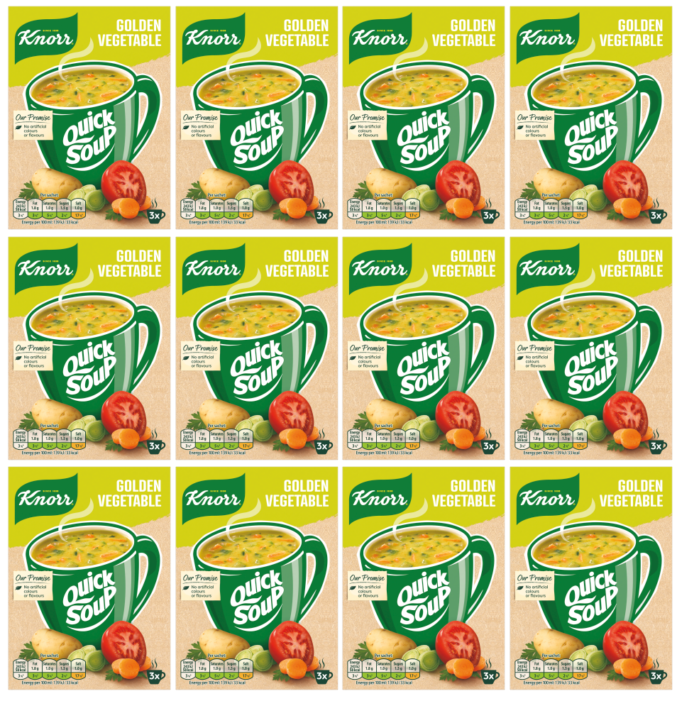 12 x Knorr Quick Soup Gold Vegetable 3 Pk 190Ml